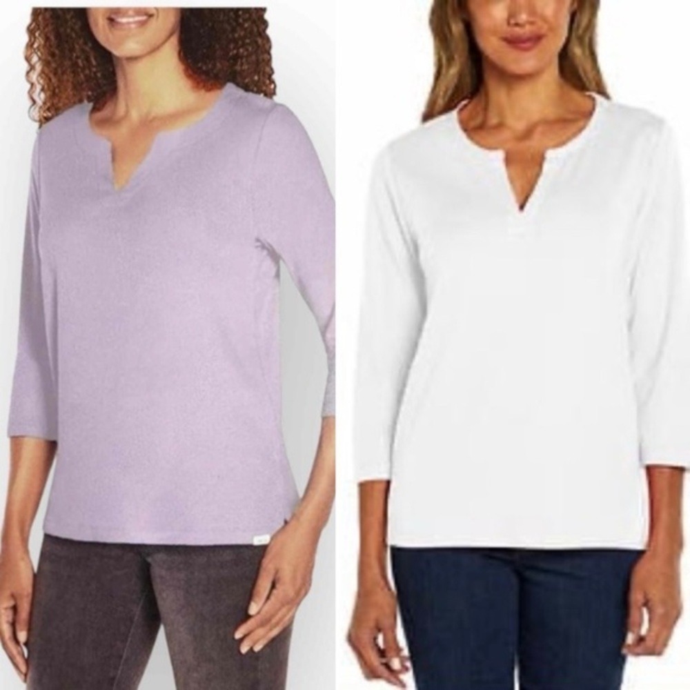 ORVIS Lot Of 2 Women's Tops Pima Cotton 3/4 Sleeve XL Clean Girl Staple Normcore